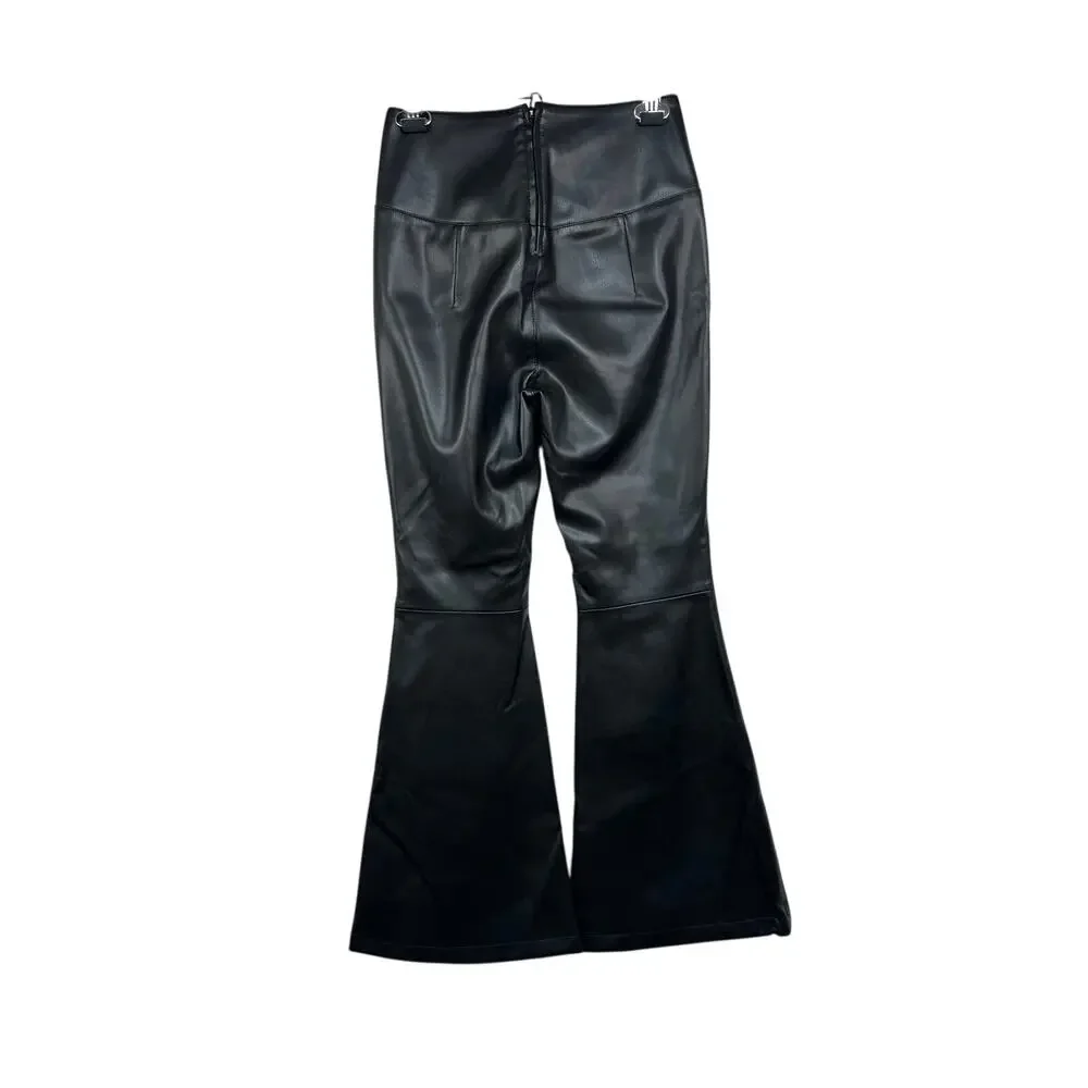 Free People Venice Beach Vegan Flare Pants Black Size 25 Short